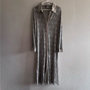 Vintage Sheer Lace Duster - Gray